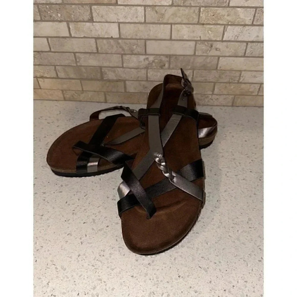cliffs sandals black and metallic silver with braid 8.5 SH1 - Picture 1 of 4